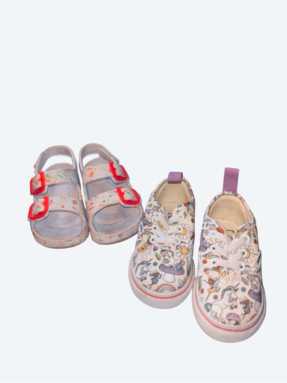 Vans Fairytale Unicorn Print Sneakers & Children’s Place Buckle Sandals Size 5